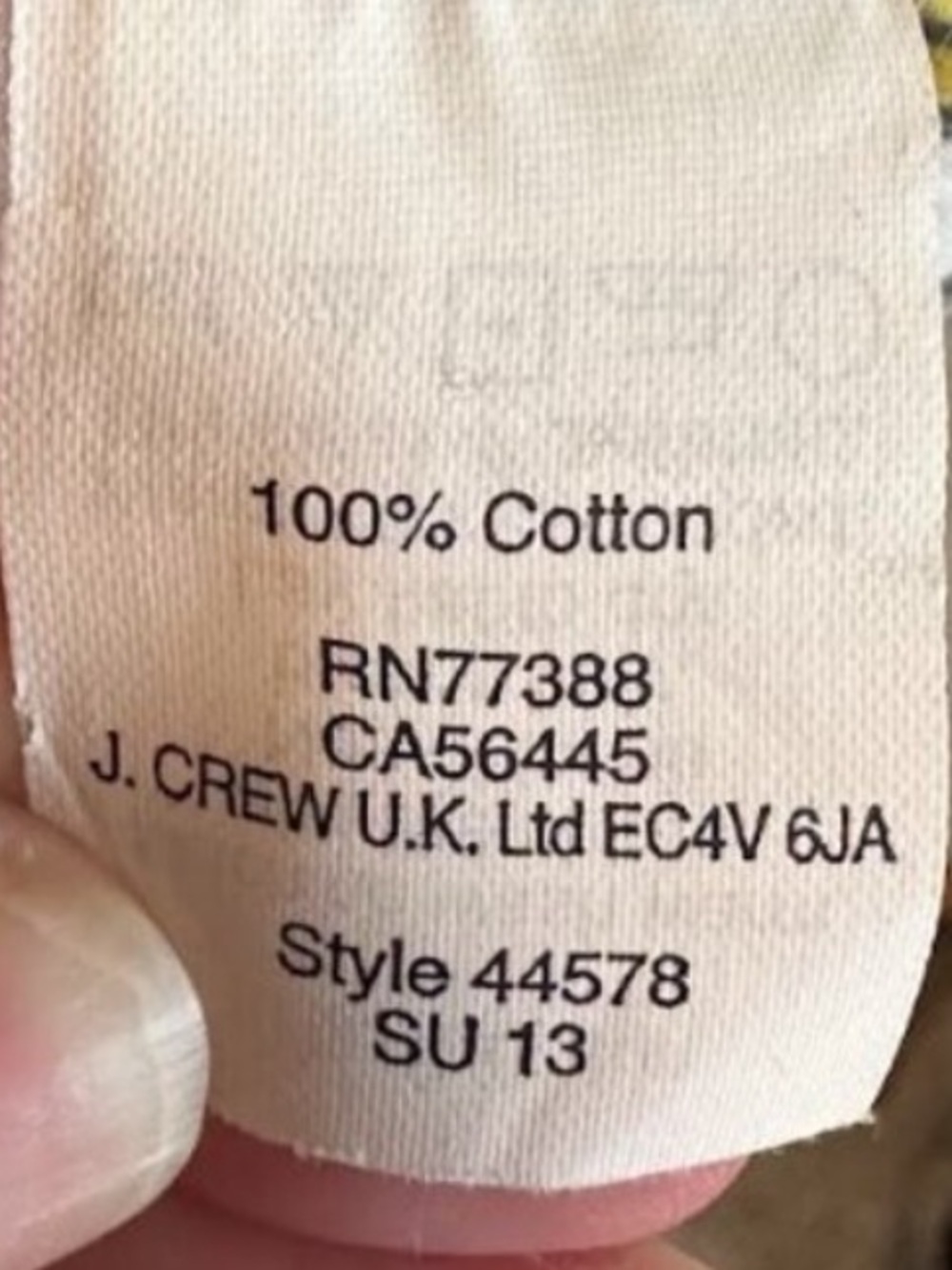 J.‎ Crew Ratti Electric Kiwi Cotton V-neck 3/4 Sleeve Tunic Shift Dress Size 2 - Picture 5 of 7